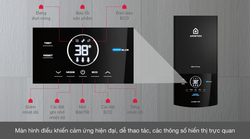 máy nước nóng trực tiếp ariston 4500w aures top 4.5p