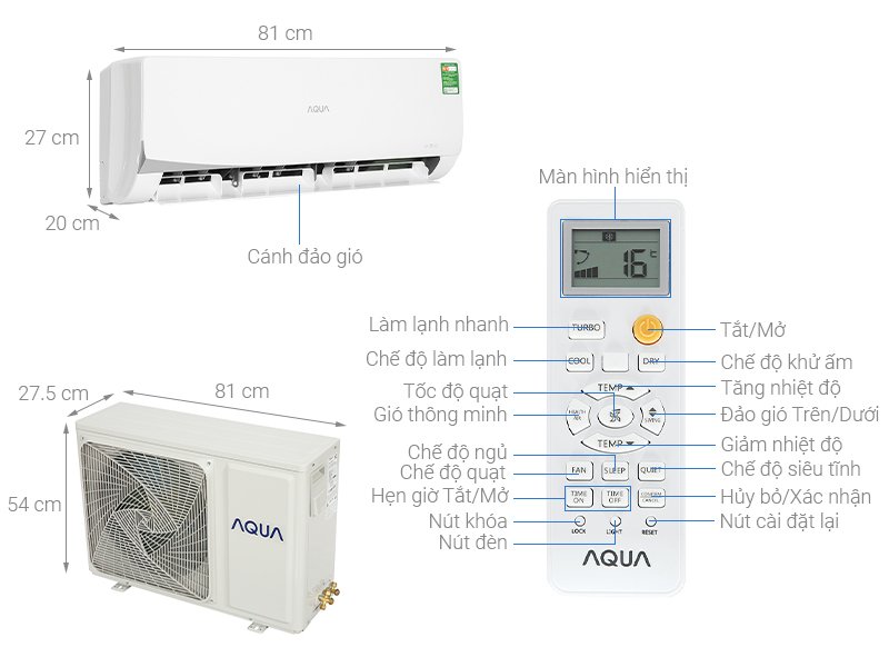 máy lạnh aqua 1.0 hp aqa-kcr9pa