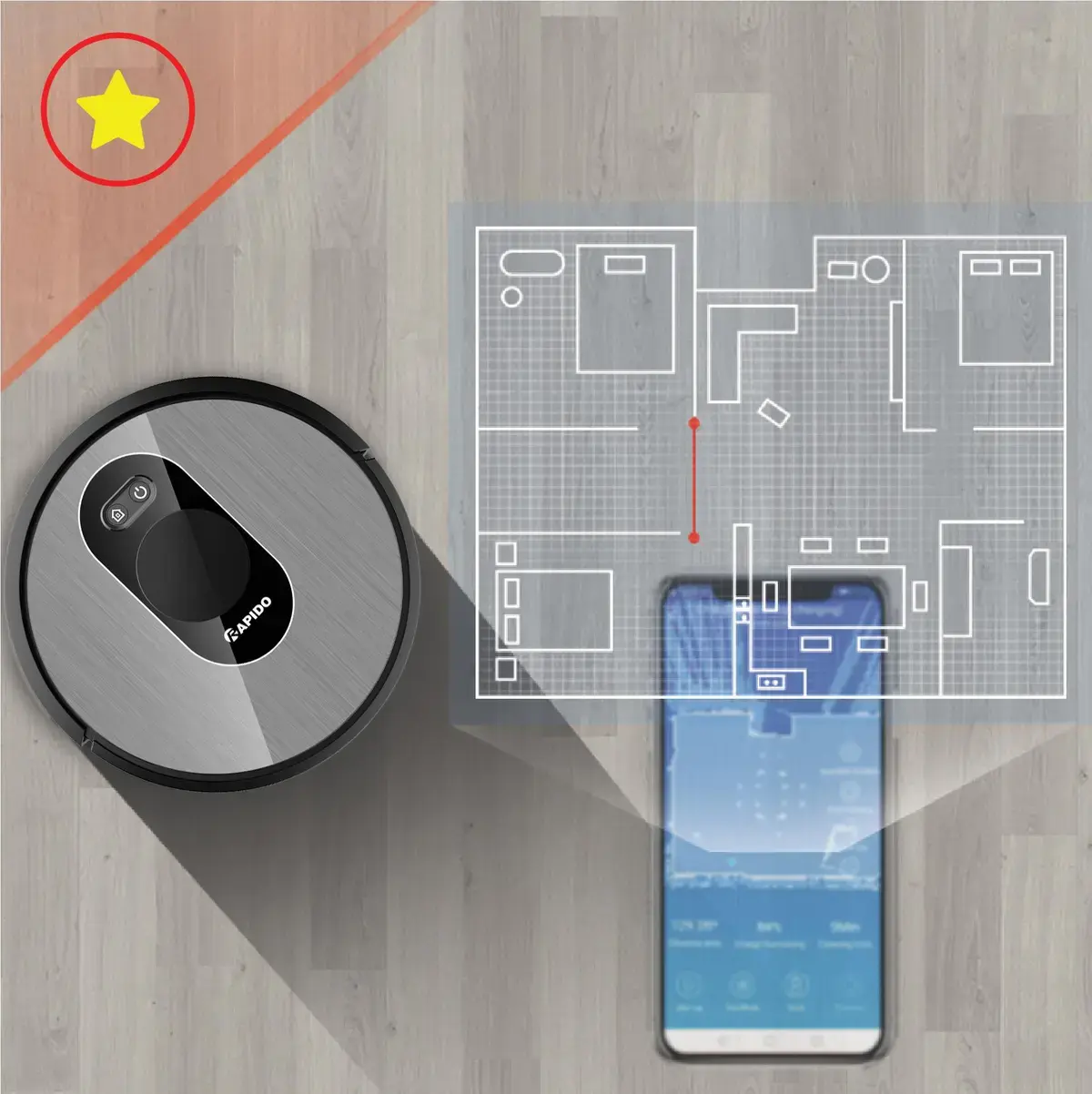 robot hút bụi và lau nhà rapido r8s