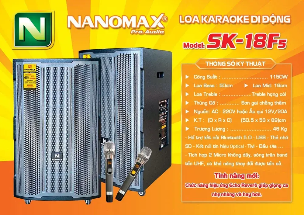 loa kéo di động nanomax sk-18f5 - hàng chính hãng