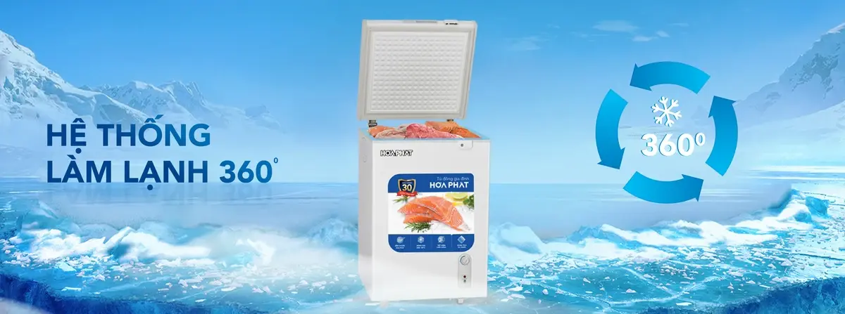 tủ đông hòa phát hpf an6162 162 lít dàn nhôm