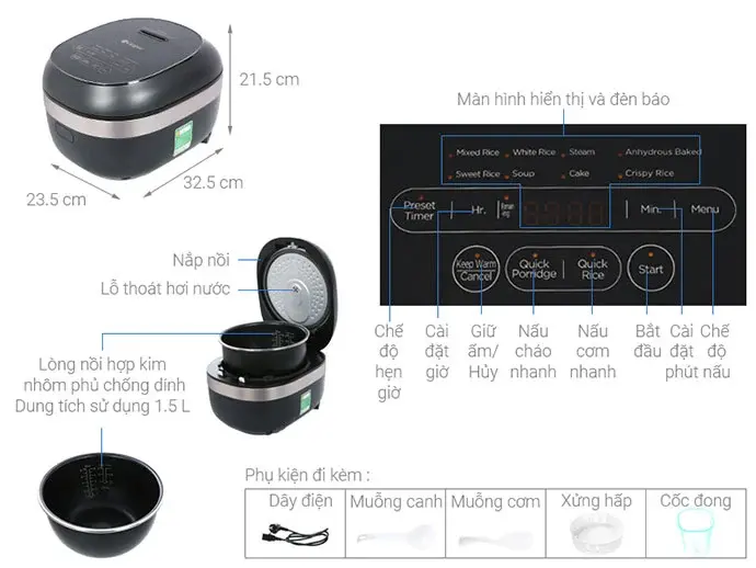 nồi cơm điện cao tần casper 5 lít ci-15rc01