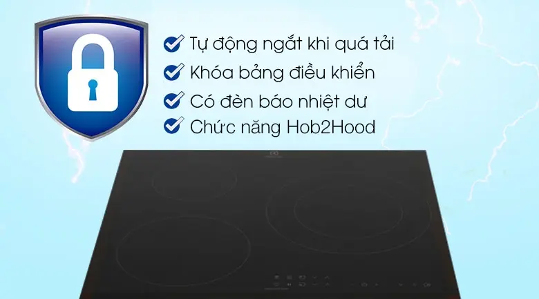 bếp từ 3 vùng nấu lắp âm electrolux lit60336