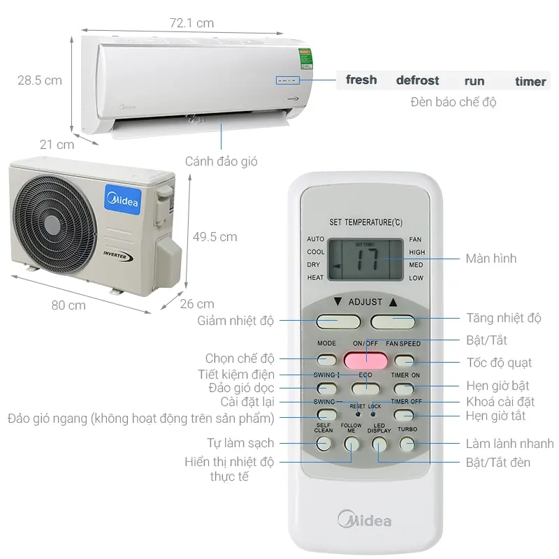 máy lạnh midea inverter 1 hp msafc-10crdn8