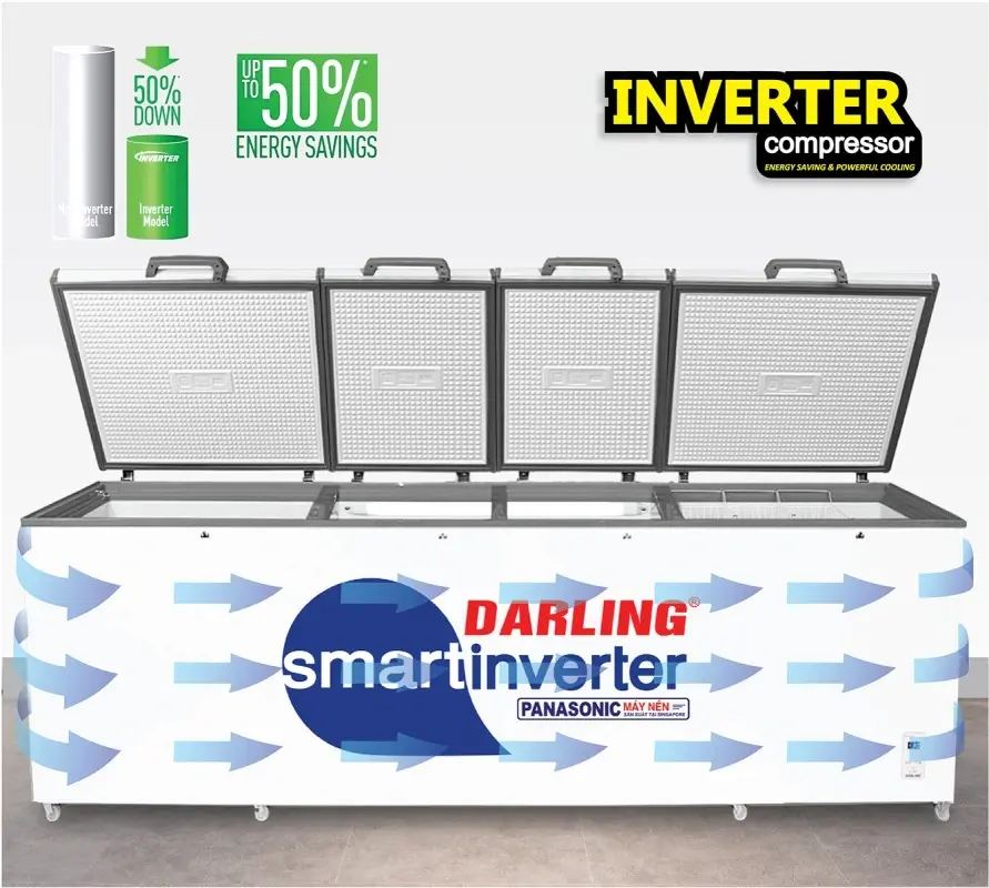 tủ đông darling inverter dmf-1779asi 2100 lít 4 cánh thông minh