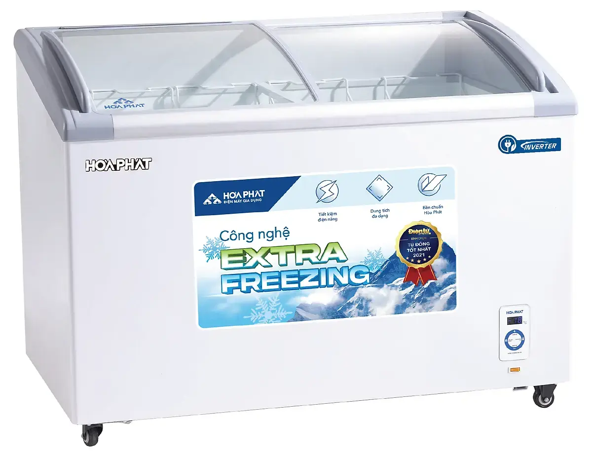 tủ đông trưng bày hòa phát 451 lít mặt kính inverter hsf ad8451.c1