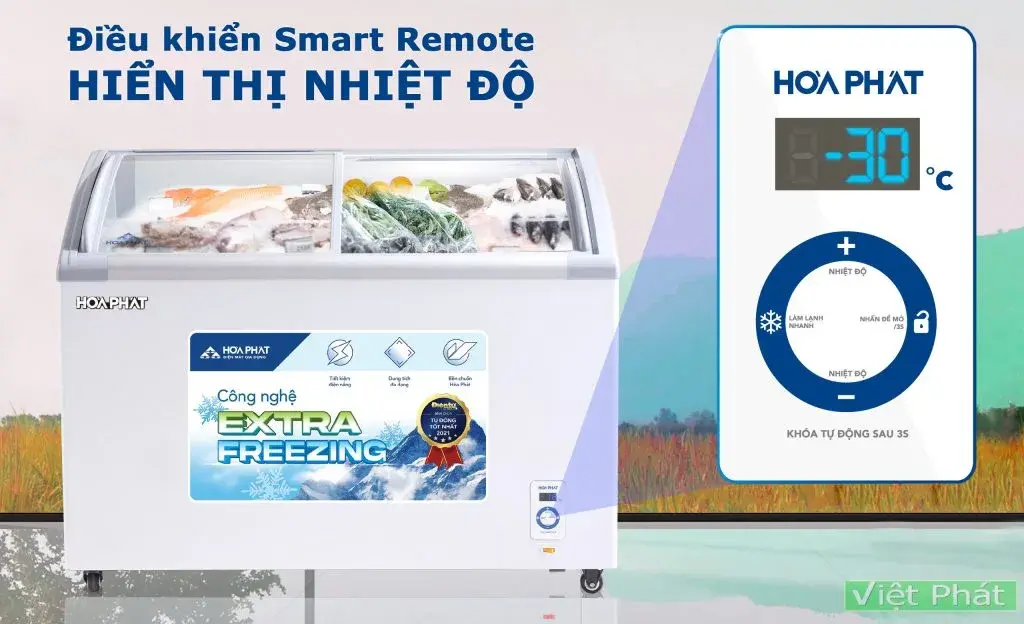 tủ đông trưng bày hòa phát 280 lít hsf ad6280.c1 mặt kính