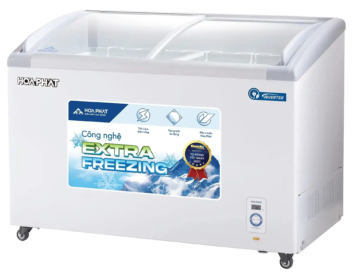 tủ đông trưng bày hòa phát 451 lít mặt kính inverter hsf ad8451.c1