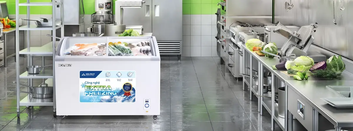 tủ đông trưng bày hòa phát inverter 357 lít 1 ngăn 2 cánh hsf ad8357.c1