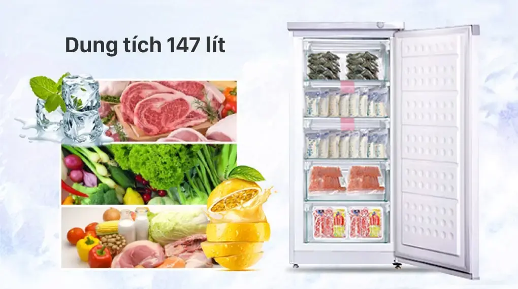 tủ đông đứng hòa phát huf 350sr1 147 lít 5 ngăn