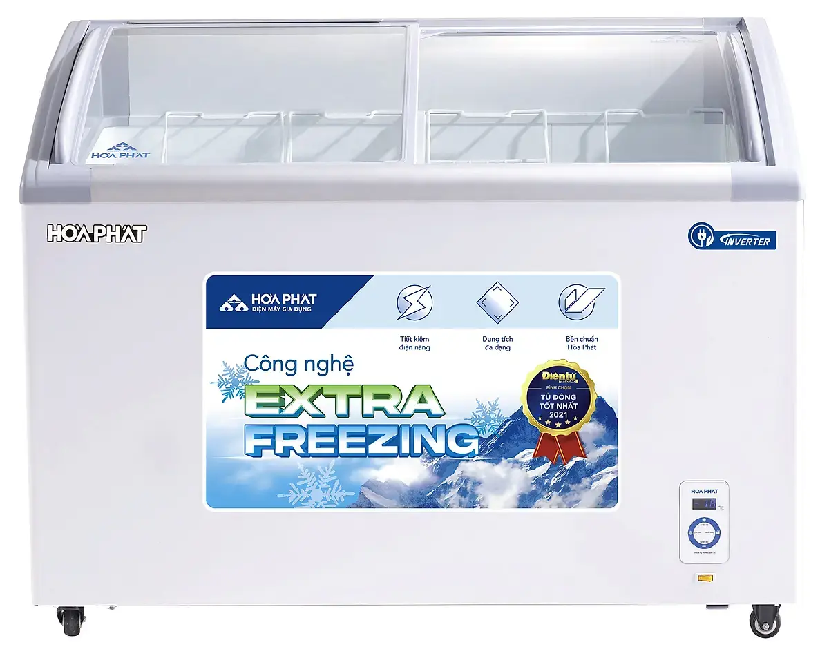 tủ đông trưng bày hòa phát 451 lít mặt kính inverter hsf ad8451.c1