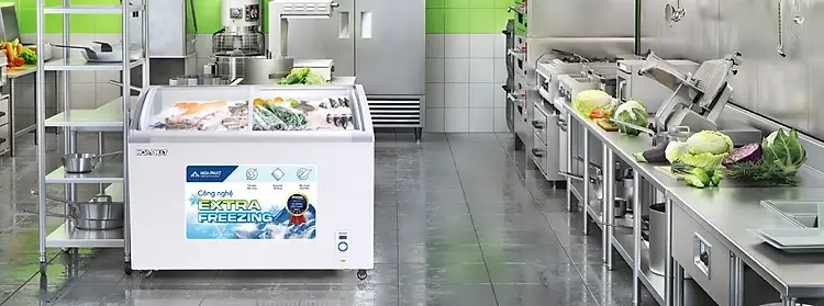 tủ đông trưng bày hòa phát 451 lít mặt kính inverter hsf ad8451.c1