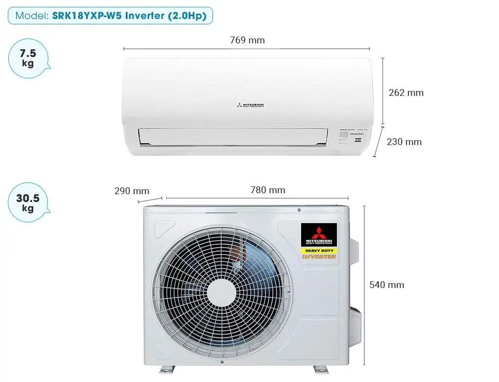 máy lạnh mitsubishi heavy srk18yxp-w5 (2hp) inverter gas r32