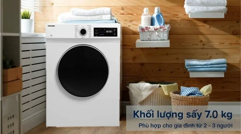 máy sấy quần áo toshiba 7kg td-h80sev(wk)