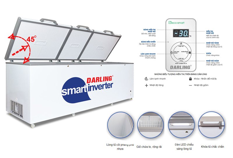 tủ đông darling inverter 1400 lít dmf-1279 asi