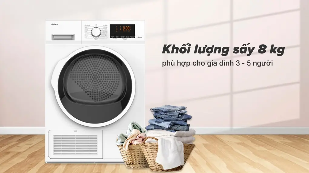 máy sấy ngưng tụ galanz 8 kg dc-80s5c - màu trắng