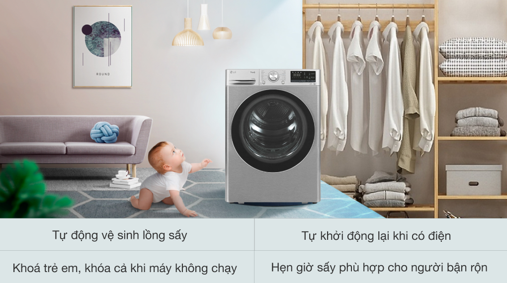 máy sấy bơm nhiệt lg 10.5 kg dvhp50p