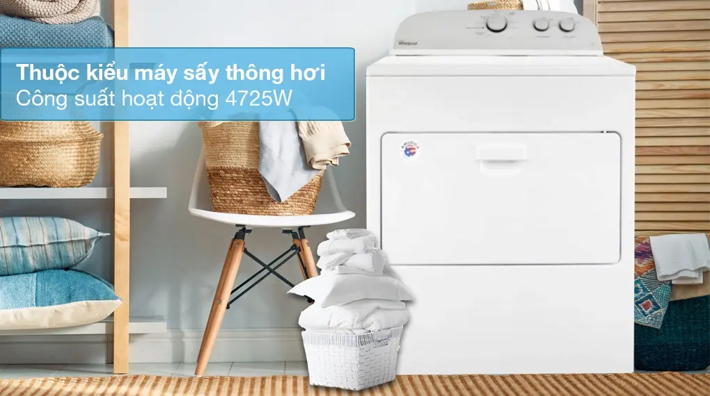 máy sấy thông hơi whirlpool 15 kg 3lwed4815fw0