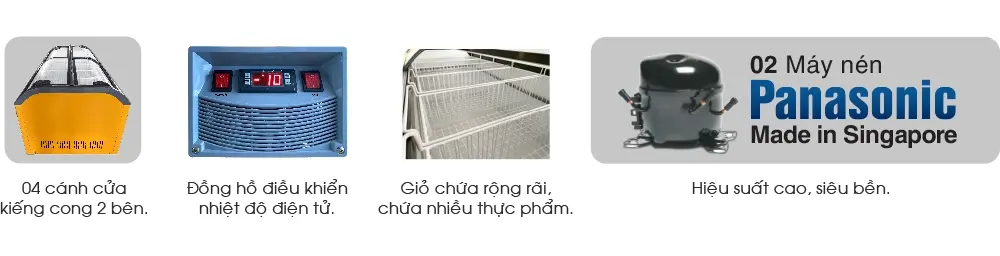 tủ đông siêu thị dmf-10079aski 4 kính cong 2 bên