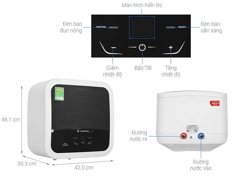 máy nước nóng gián tiếp ariston 30 lít an2 30 lux-d ag+