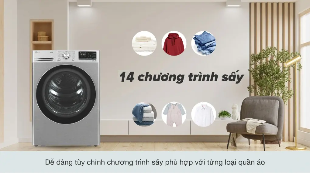 máy sấy bơm nhiệt lg 10.5 kg dvhp50p