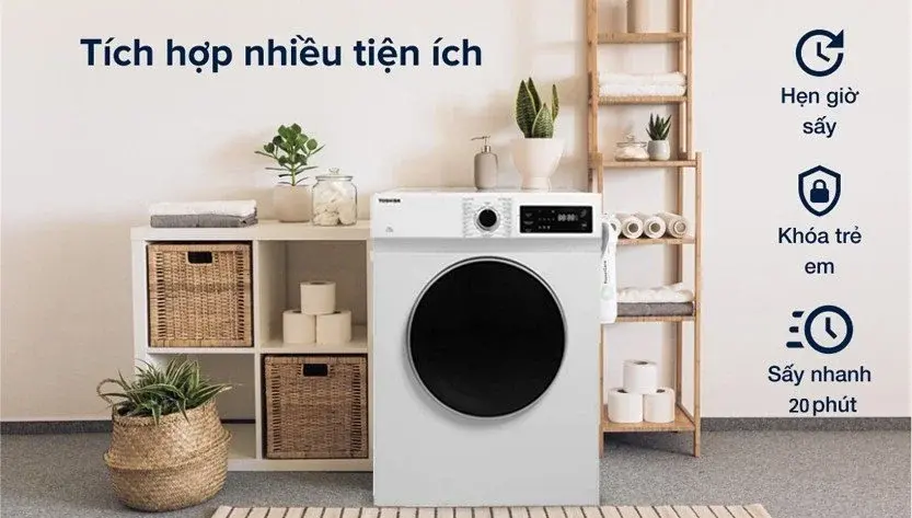 máy sấy quần áo toshiba 7kg td-h80sev(wk)