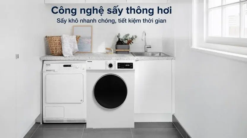 máy sấy quần áo toshiba 7kg td-h80sev(wk)