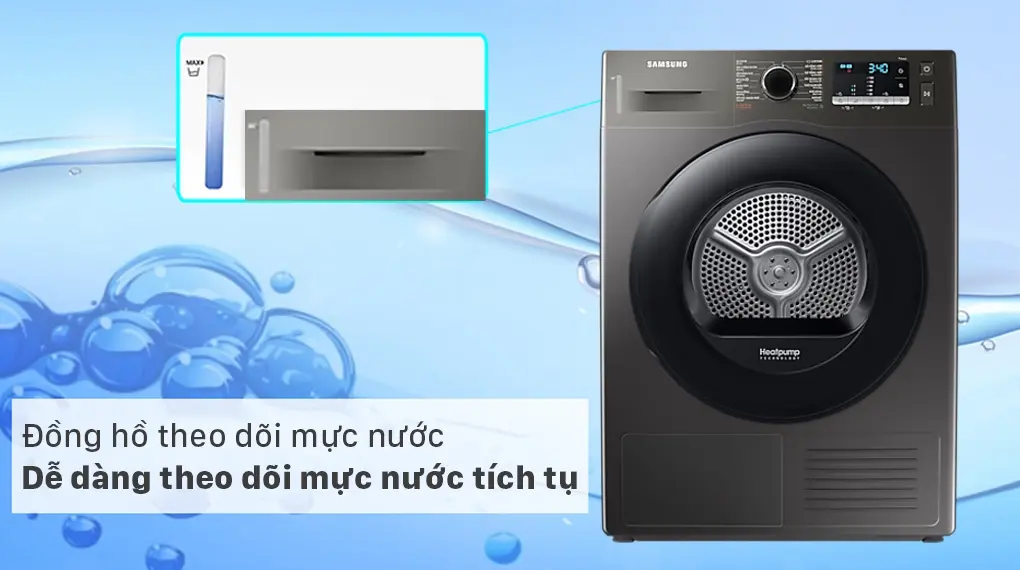 máy sấy bơm nhiệt samsung 9 kg dv90ta240ax/sv