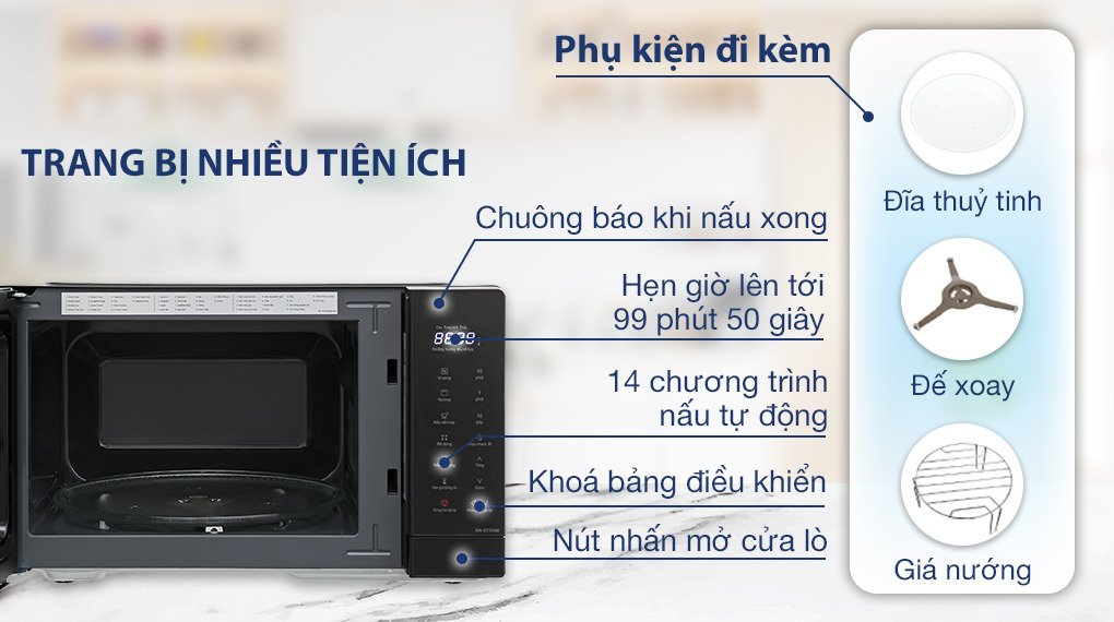 lò vi sóng có nướng panasonic nn-gt35nbyue 24 lít