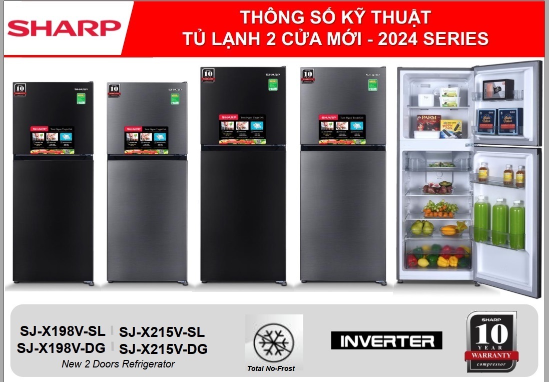 tủ lạnh sharp inverter 198 lít sj-x198v-sl