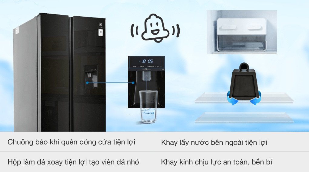 tủ lạnh electrolux inverter 619 lít side by side ese6645a-bvn