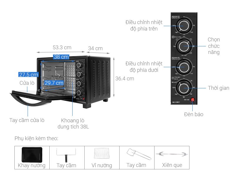 lò nướng panasonic nb-h3801kra 38 lít