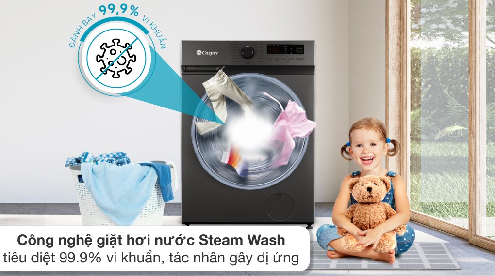 máy giặt casper inverter 9 kg wf-9vg1