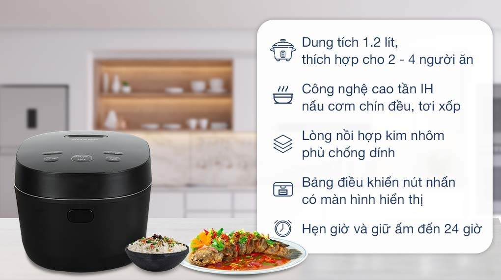 nồi cơm cao tần sharp 1.2 lít ks-ih122v-bk