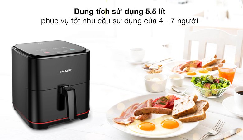 nồi chiên không dầu sharp kf-af70ev-bk 7 lít