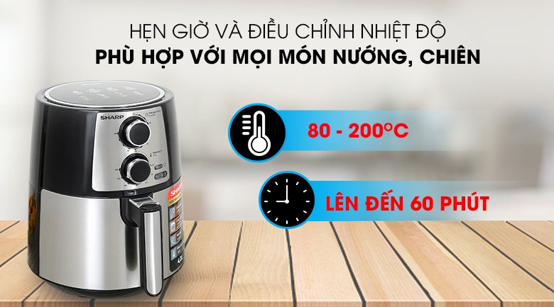 nồi chiên không dầu sharp kf-af42mv-st 4.2 lít