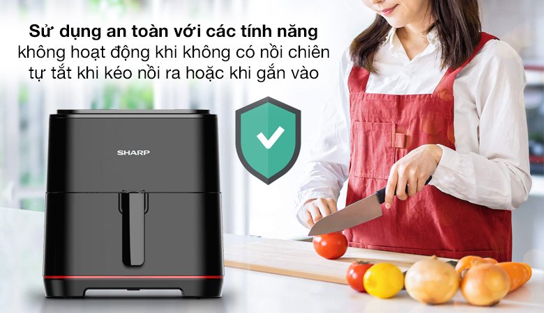 nồi chiên không dầu sharp kf-af70ev-bk 7 lít
