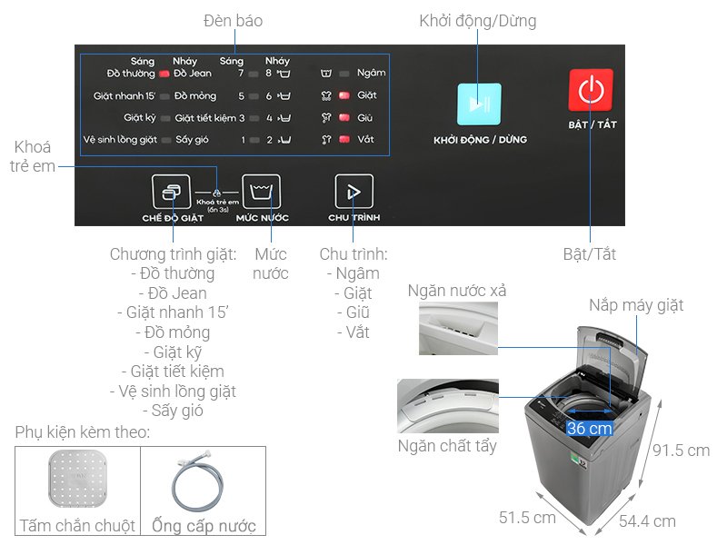 máy giặt casper 7.5 kg wt-75ng1