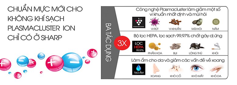 máy lọc không khí sharp kết hợp tạo ẩm kc-g50ev-w