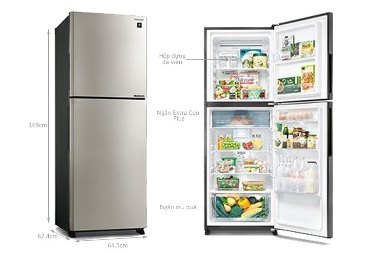 tủ lạnh sharp inverter 300 lít sj-xp322ae-sl