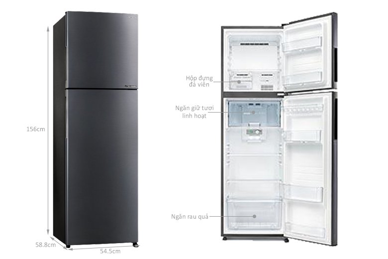 tủ lạnh sharp inverter 224 lít sj-x252ae-ds