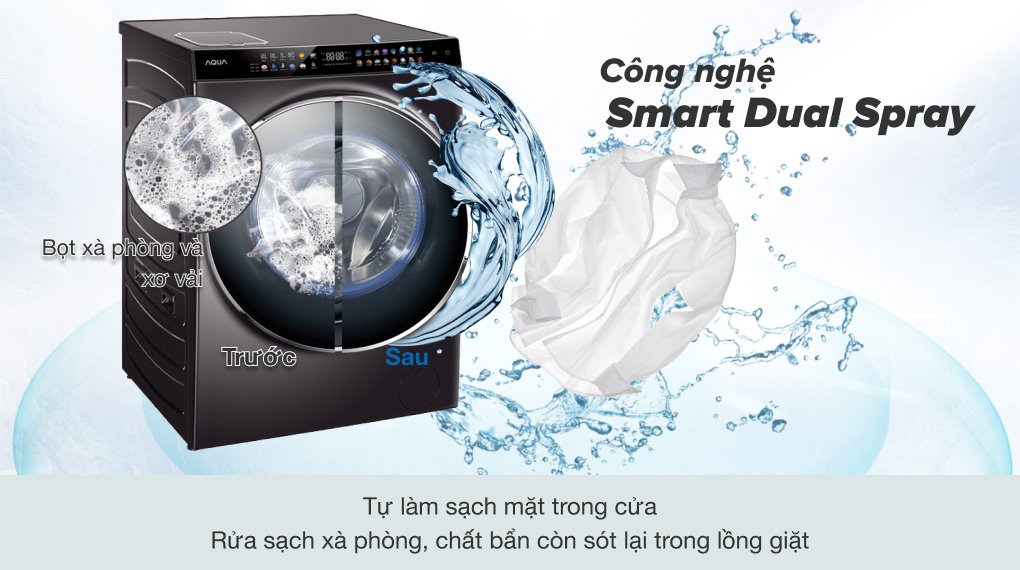 máy giặt sấy aqua inverter giặt 15 kg - sấy 10 kg aqd-dh1500g pp