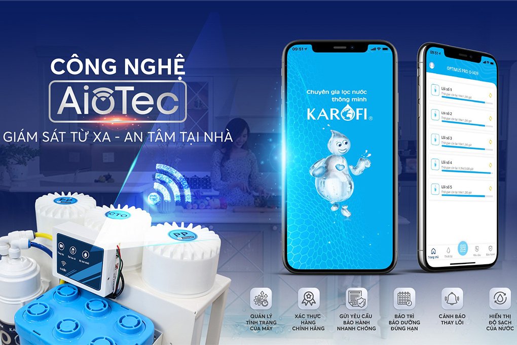 máy lọc nước không vỏ ro karofi kaq-u95 10 lõi