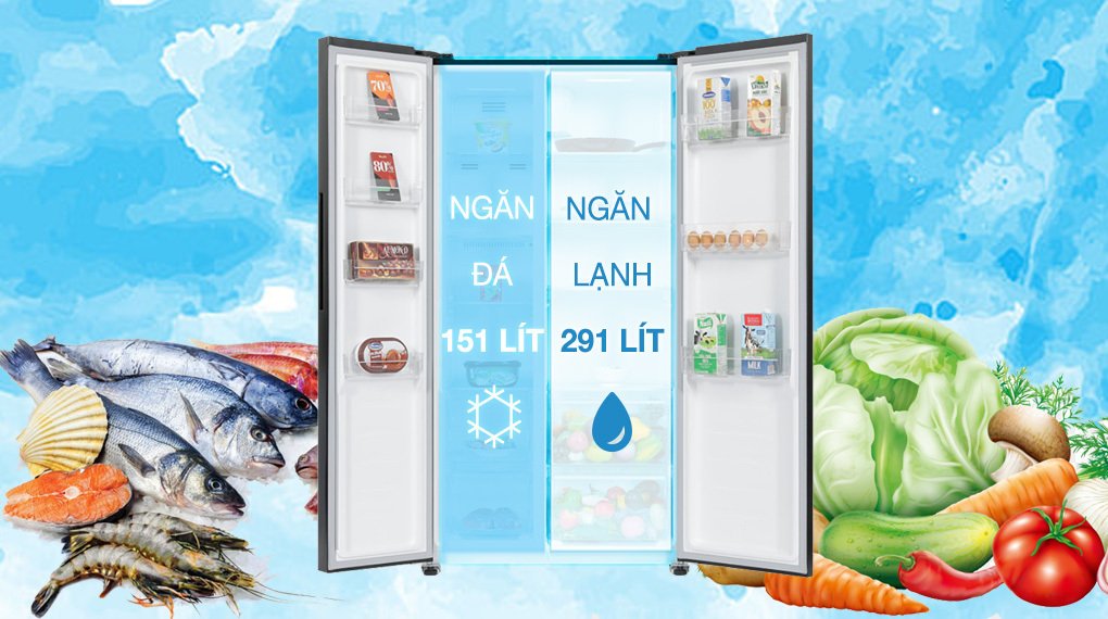 tủ lạnh sharp inverter 442 lít side by side sj-sbx440vg-bk