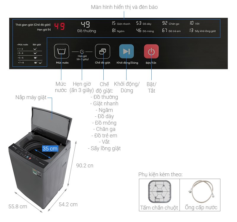 máy giặt casper 8.5 kg wt-85ng1