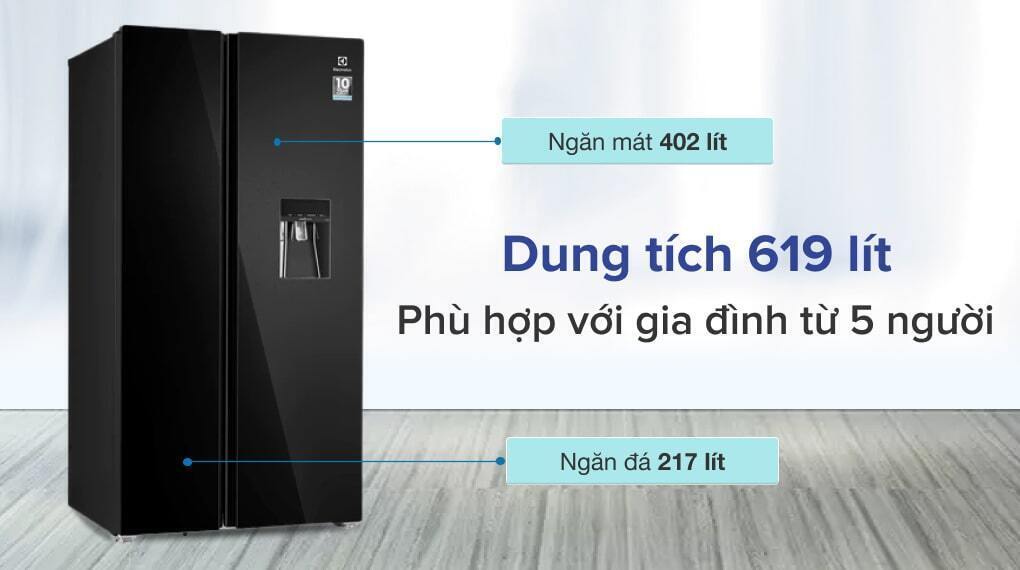 tủ lạnh electrolux inverter 619 lít side by side ese6645a-bvn