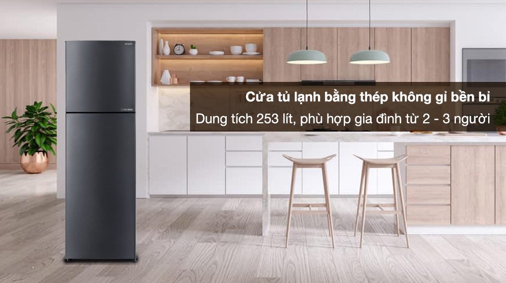 tủ lạnh sharp inverter 253 lít sj-x282ae-ds