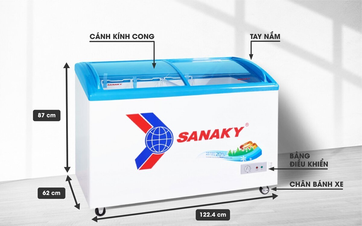 tủ đông mặt kính cong sanaky vh-4899k 480 lít