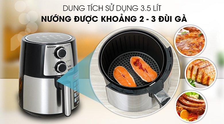 nồi chiên không dầu sharp kf-af42mv-st 4.2 lít