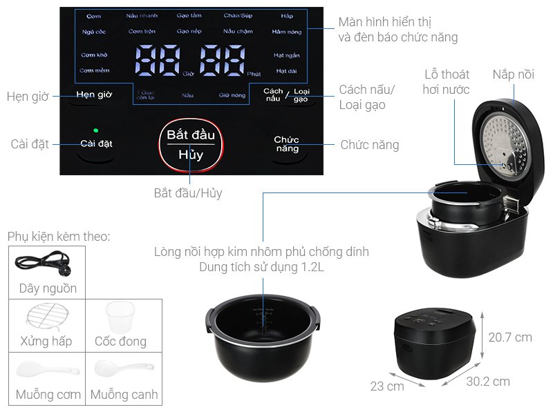 nồi cơm cao tần sharp 1.2 lít ks-ih122v-bk